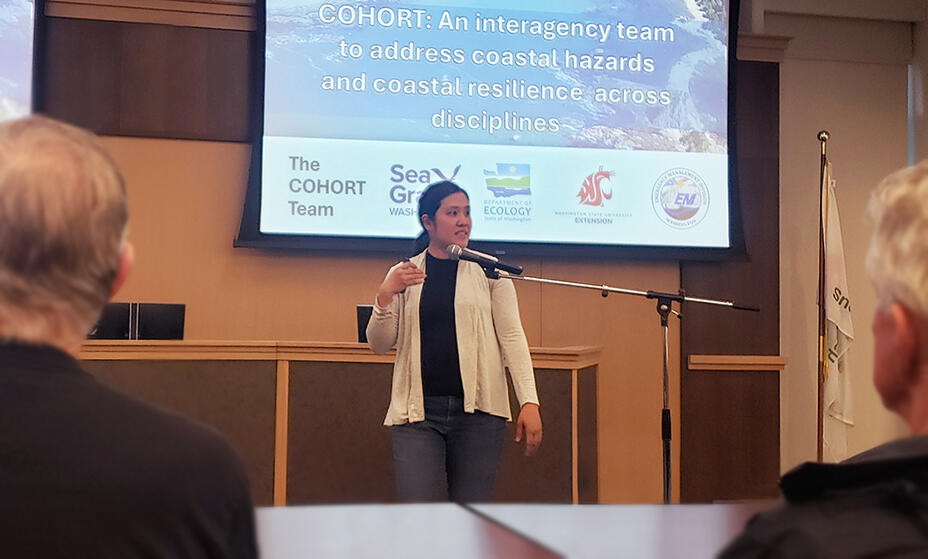 Guest speaker Dr. Sanpisa Sritrairat gives a presentation on coastal resilience.