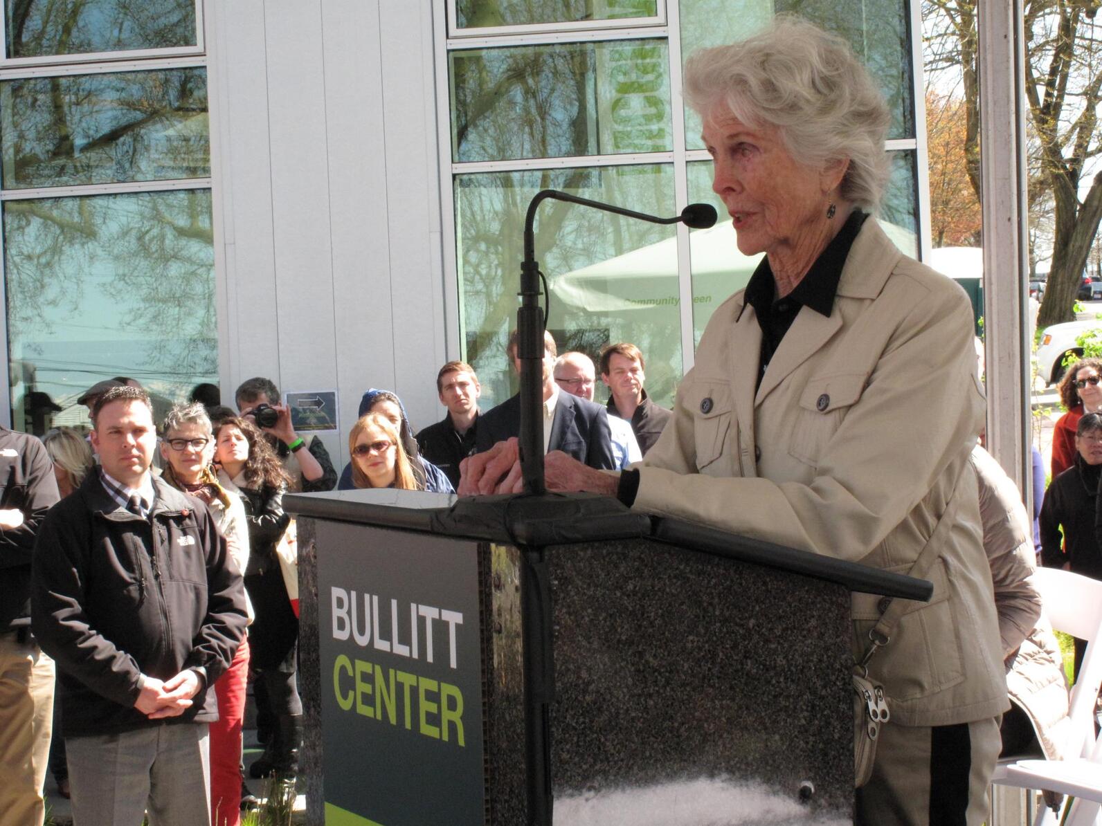 Harriet Bullitt speaking at the Bullitt Foundation