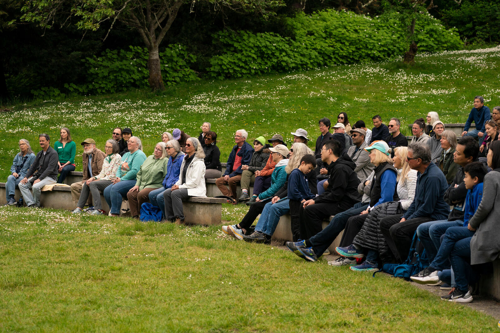 Audience members at the Amphitheater listen to Rebecca Heisman speak about her book, Flight Paths. Audience members at the Amphitheater listen to Rebecca Heisman speak about her book, Flight Paths.